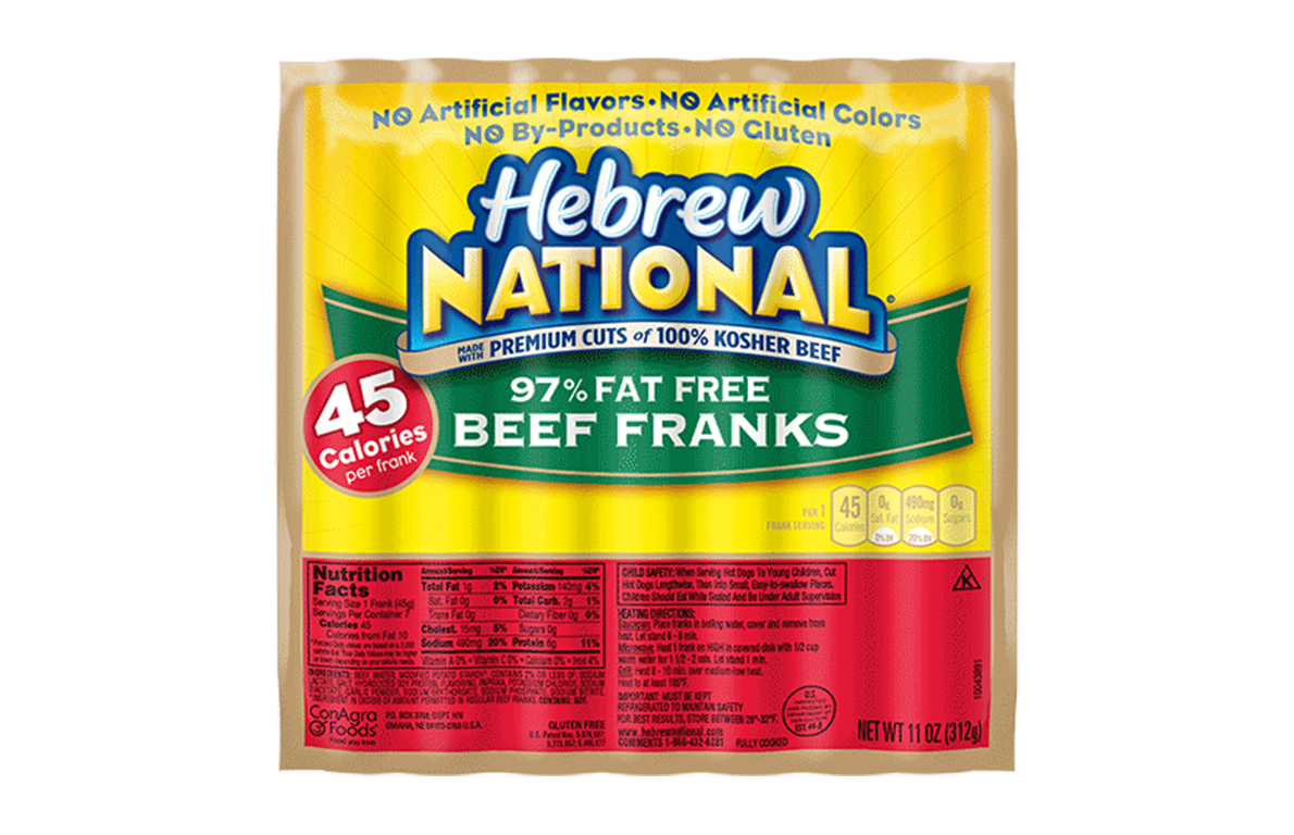 Low Fat Healthiest Hebrew National 97 Fat Free Beef Franks from The